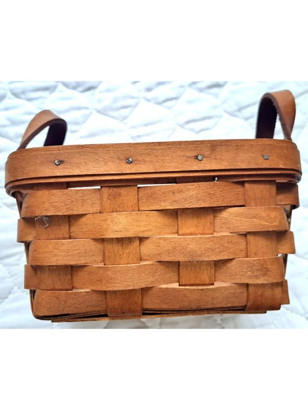 Longaberger Baskets Small Rectangle Basket w/Leather Handled 7